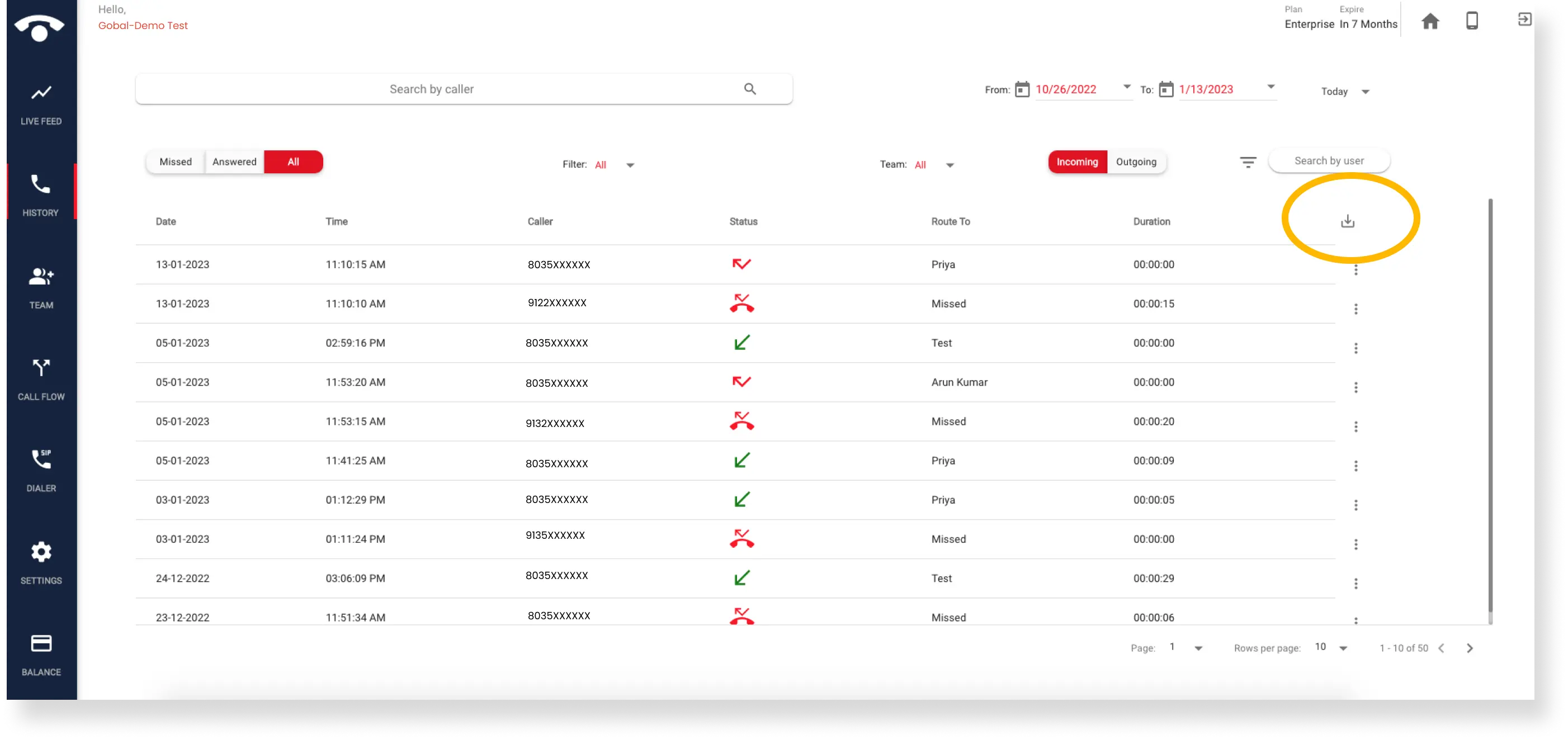 What are the steps to utilize the Autodialer feature in the TeleCMI dashboard