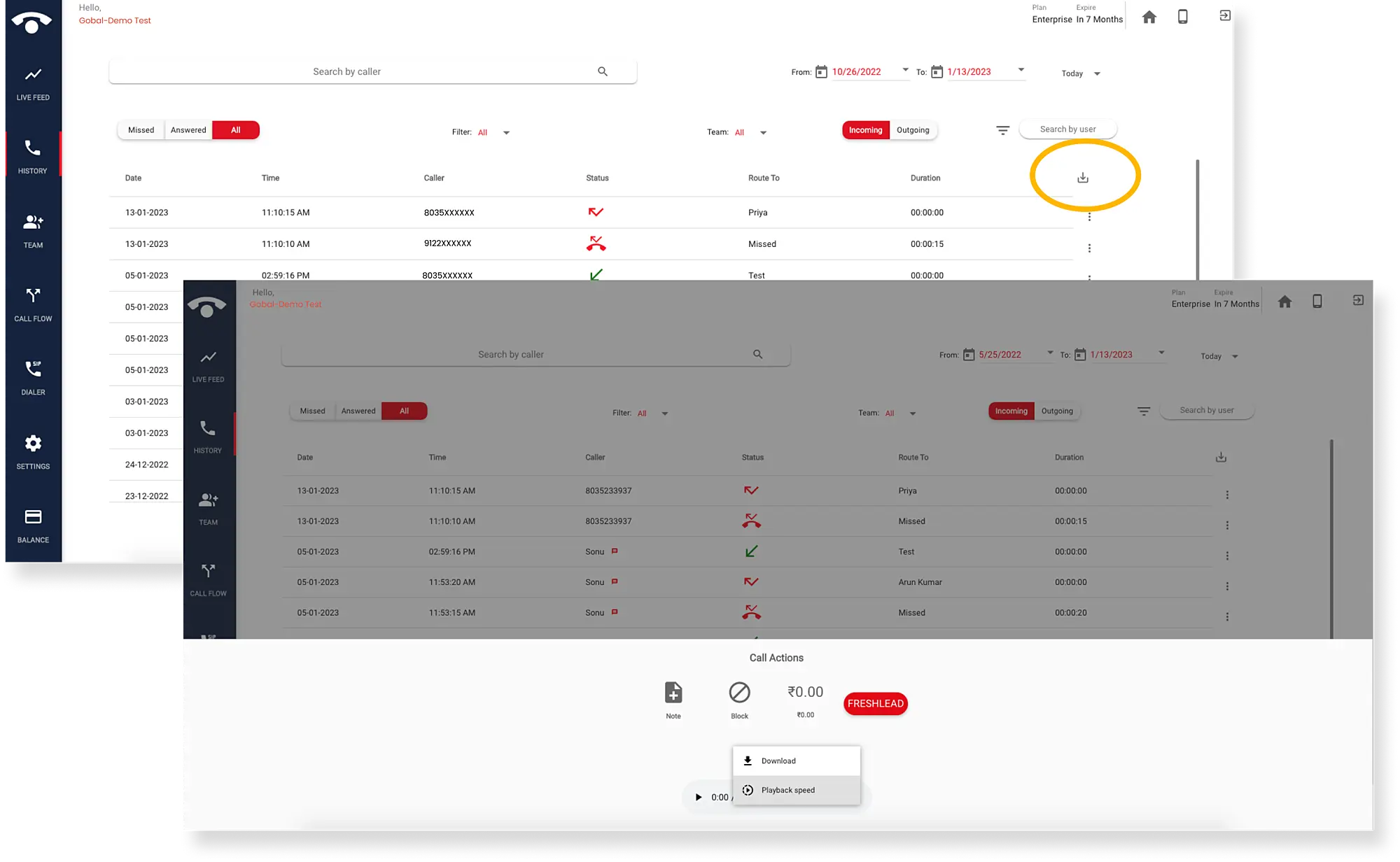 What are the steps to utilize the Autodialer feature in the TeleCMI dashboard