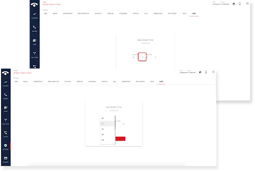 Where can I set the user break time in the TeleCMI dashboard