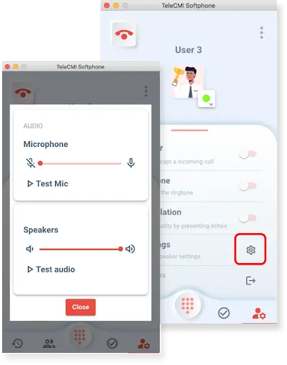 What are the steps to test the functionality of my microphone and speaker before initiating a call to ensure they are working properly