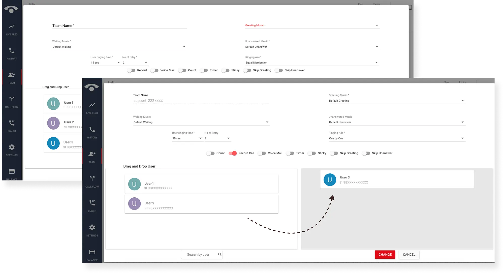 How do I create/add a new 'team' on the TeleCMI platform